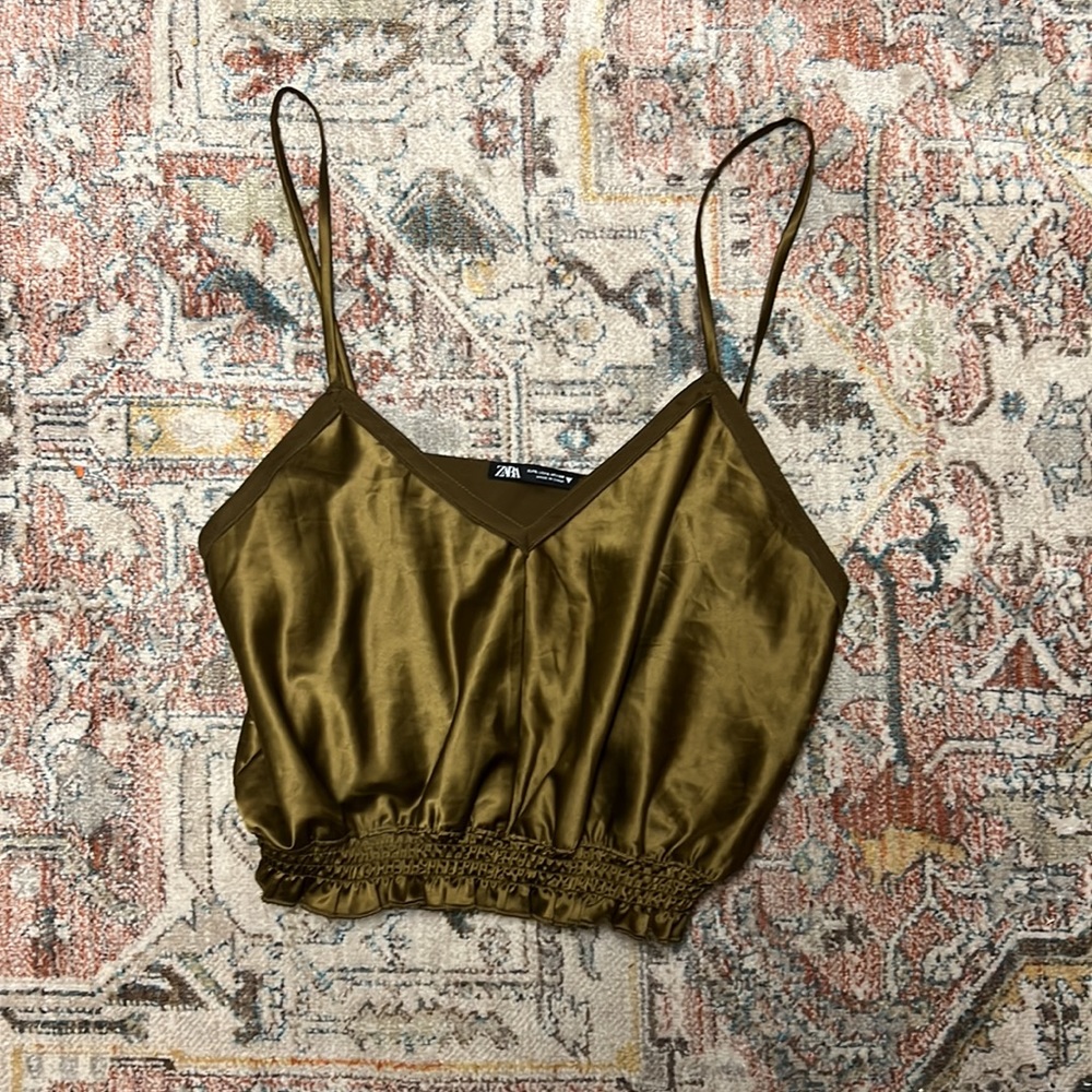 Zara | Green Sleeveless Crop Top
